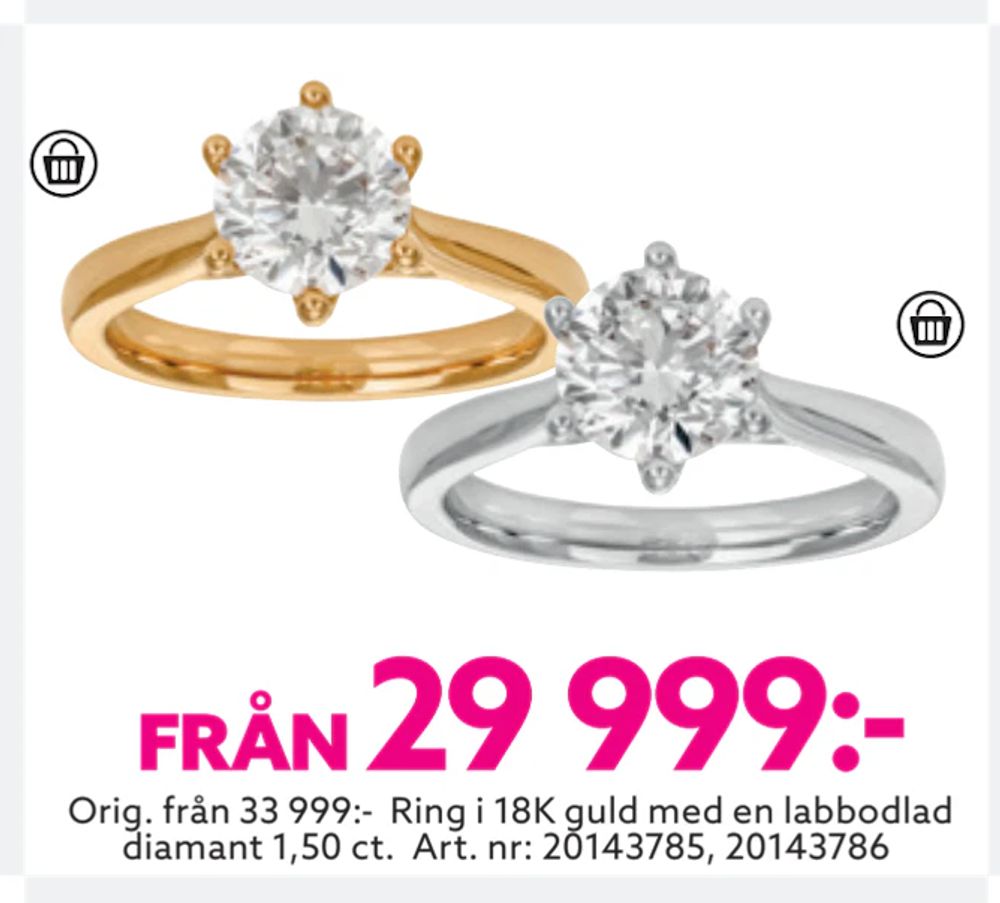 Erbjudanden på Ring i 18K guld med en labbodlad diamant 1,50 ct. från Albrekts guld för 29 999 kr
