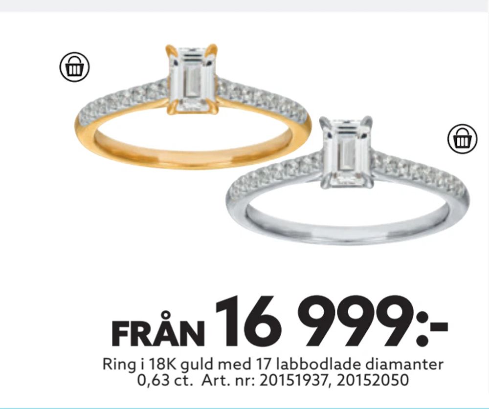 Erbjudanden på Ring i 18K guld med 17 labbodlade diamanter 0,63 ct. från Albrekts guld för 16 999 kr