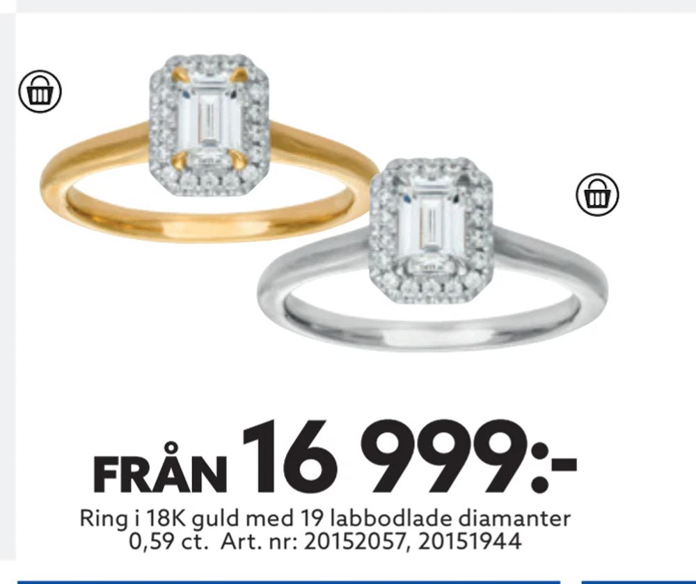 Erbjudanden på Ring i 18K guld med 19 labbodlade diamanter 0,59 ct. från Albrekts guld för 16 999 kr