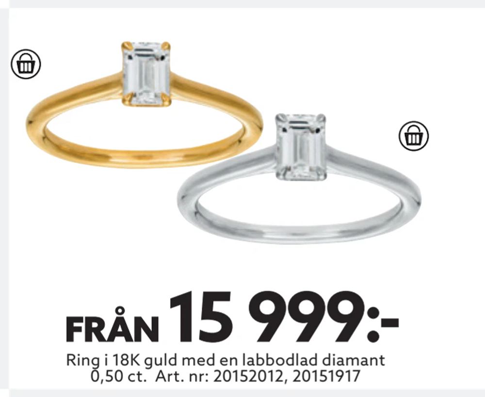 Erbjudanden på Ring i 18K guld med en labbodlad diamant 0,50 ct. från Albrekts guld för 15 999 kr