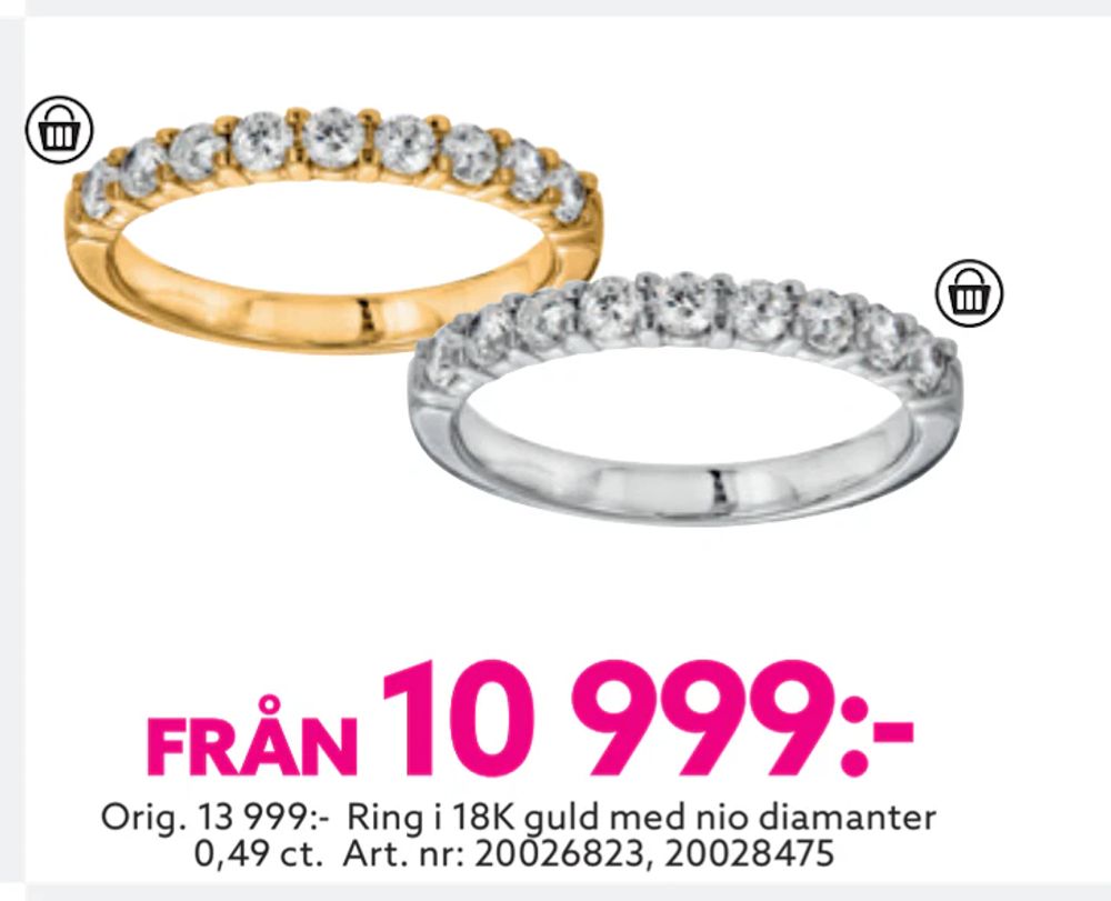 Erbjudanden på Orig. 13 999:- Ring i 18K guld med nio diamanter 0,49 ct från Albrekts guld för 10 999 kr