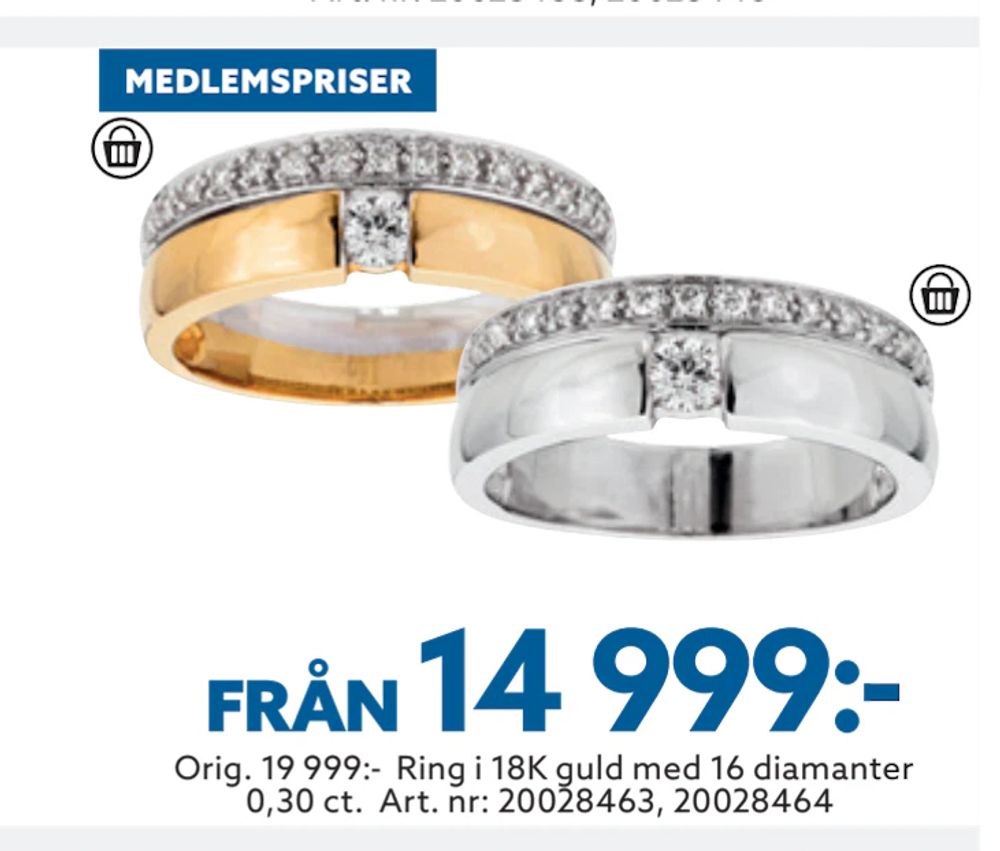 Erbjudanden på Ring i 18K guld med 16 diamanter 0,30 ct från Albrekts guld för 14 999 kr