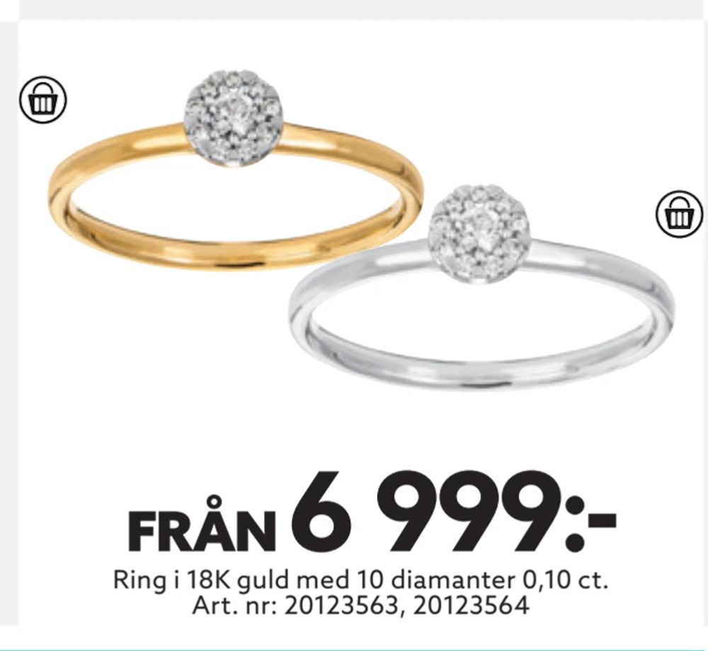 Erbjudanden på Ring i 18K guld med 10 diamanter 0,10 ct från Albrekts guld för 6 999 kr