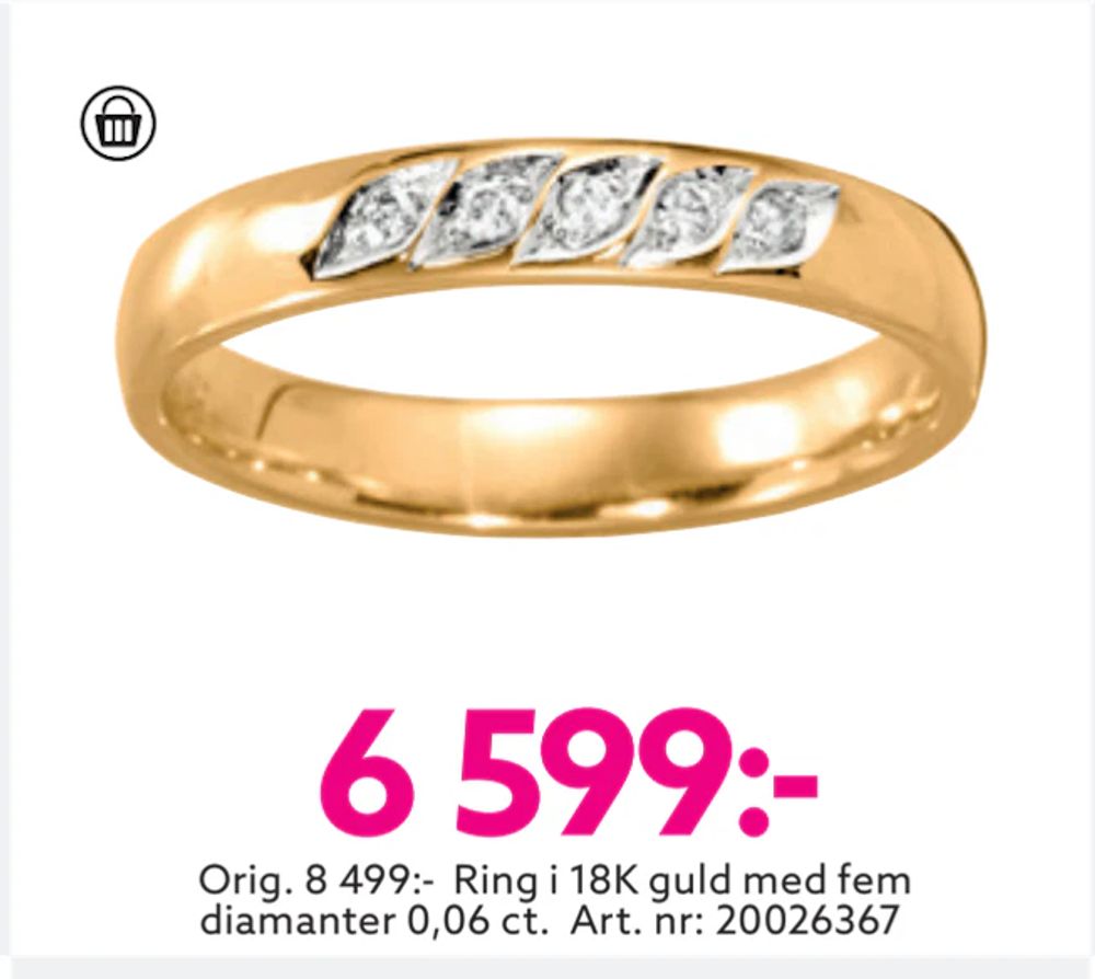 Erbjudanden på Ring i 18K guld med fem diamanter 0,06 ct från Albrekts guld för 6 599 kr