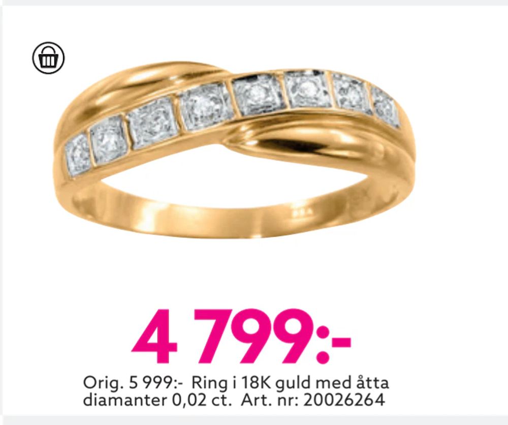 Erbjudanden på Ring i 18K guld med åtta diamanter 0,02 ct från Albrekts guld för 4 799 kr