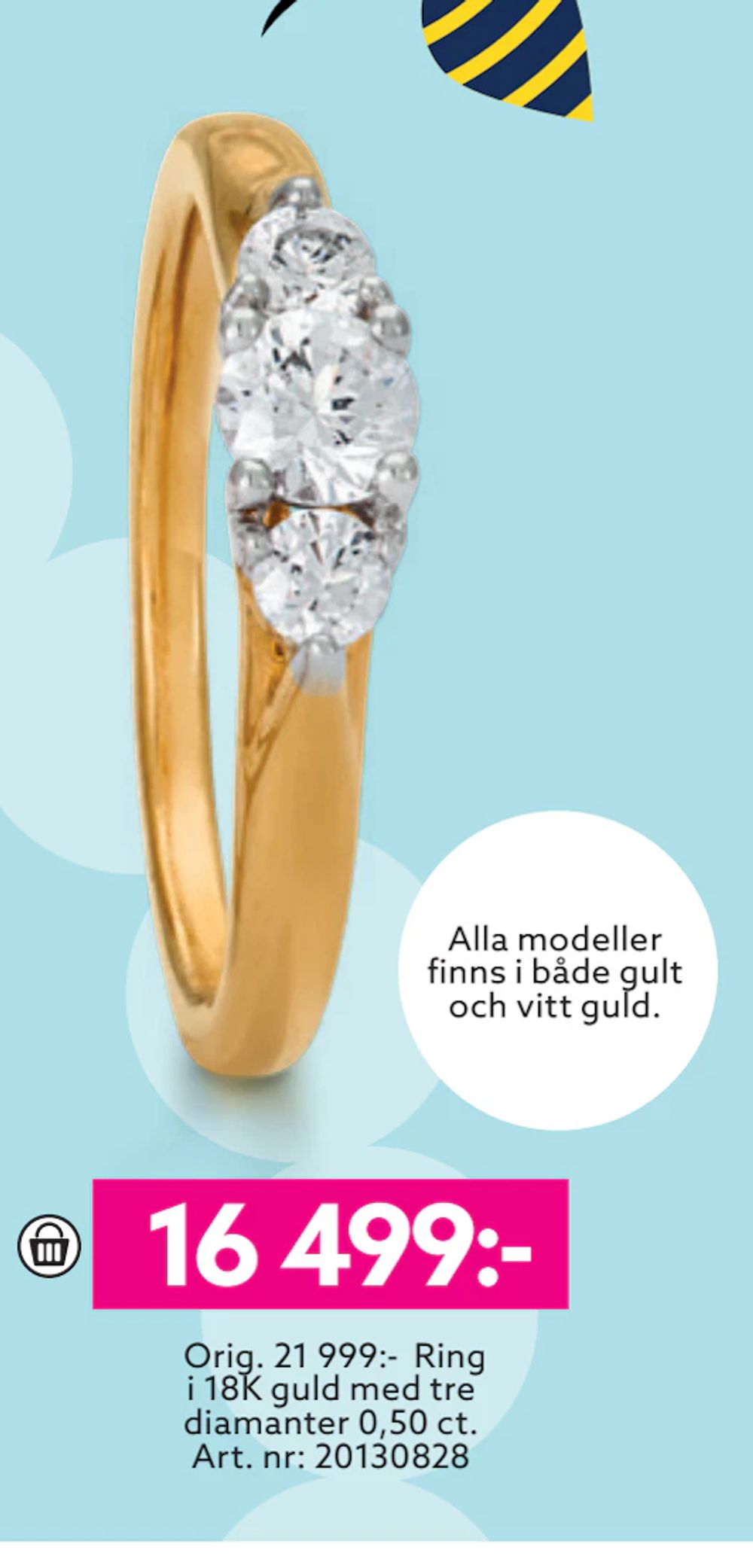 Erbjudanden på Ring i 18K guld med tre diamanter 0,50 ct från Albrekts guld för 16 499 kr