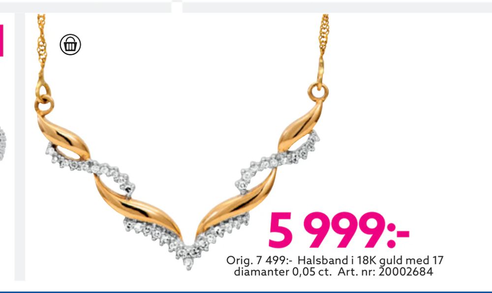 Erbjudanden på Halsband i 18K guld med 17 diamanter 0,05 ct. från Albrekts guld för 5 999 kr