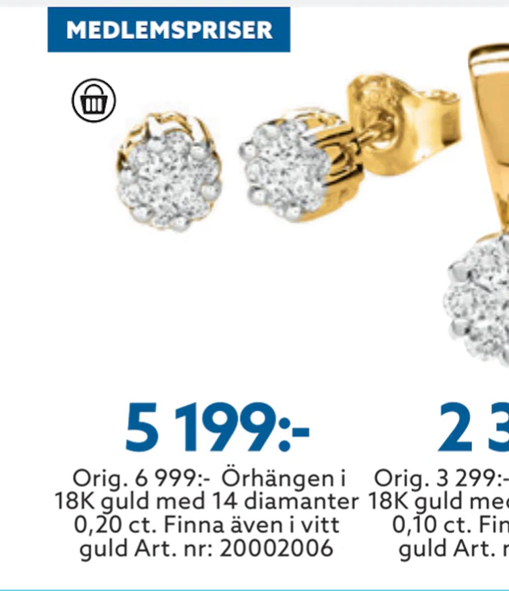 Erbjudanden på Örhängen i 18K guld med 14 diamanter 0,20 ct. Finna även i vitt guld från Albrekts guld för 5 199 kr