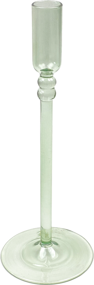 Lysestage i Glas - Lys Grøn (H:25cm)