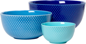 Lyngby Porcelæn Rhombe Color skålesæt blå 3 stk.