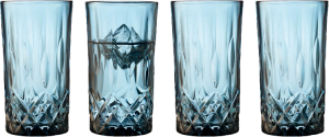 Lyngby Glas Sorrento highball vandglas/drinksglas blå 38 cl 4 stk.