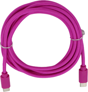 Opladekabel - USB-C til USB-C i Pink Tekstil (2 meter)