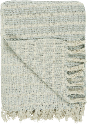 Plaid Creme/Lyseblåt Stribemønster (130x160cm) (Ib Laursen)
