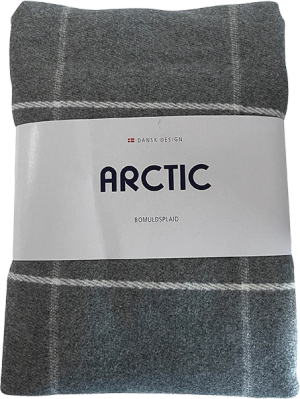 Arctic Chess bomuldsplaid grå/hvid 130x190 cm